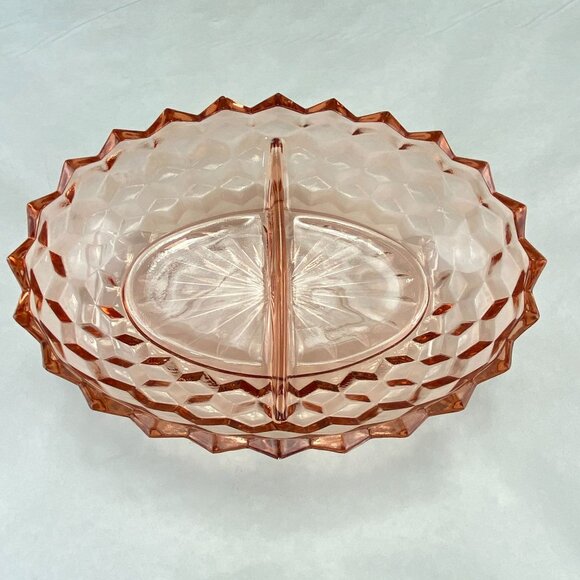 Vintage Colony Whitehall Peach Pink Divided Relish Tray Bowl - Picture 7 of 11